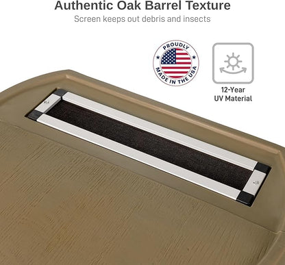 RTS Home Accents 50-Gallon Rain Barrel, Flat Back Rain Water Collection Barrel, Stand and Link Kit Included, Oak Color (2 Pack)