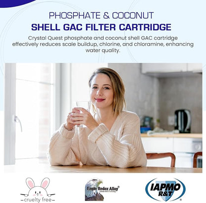 Crystal Quest Phosphate & Coconut Shell GAC Filter Cartridge – Reduces Scale, Chlorine & Chloramine – Enhances Water Quality – Long-Lasting, High-Performance Filtration for Home & Commercial Use