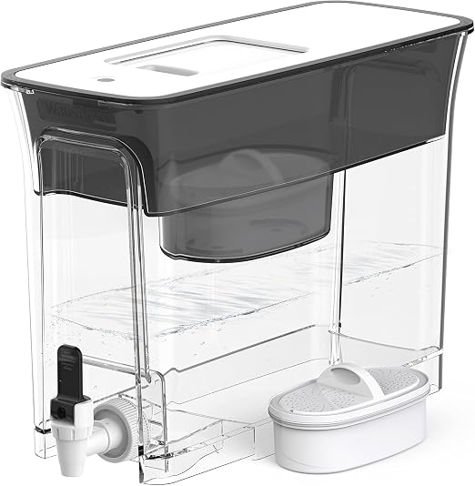 Waterdrop WFD-40L Water Filter Dispenser, 35-Cup Capacity, Black | 200-Gallon Long-Life Water Filter Pitcher, Large Capacity, Reduces Chlorine, PFOA/PFOS and More, BPA Free