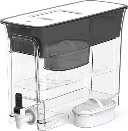 Waterdrop WFD-40L Water Filter Dispenser, 35-Cup Capacity, Black | 200-Gallon Long-Life Water Filter Pitcher, Large Capacity, Reduces Chlorine, PFOA/PFOS and More, BPA Free
