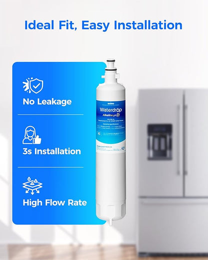 Waterdrop WD-F19C-AL Alkaline Refrigerator Water Filter, Enhances pH, Replacement for GE® RPWFE®, RPWF (Built-in CHIP) Refrigerator Water Filter, Compatible with GFE28GYNFS, GFE28GELDS