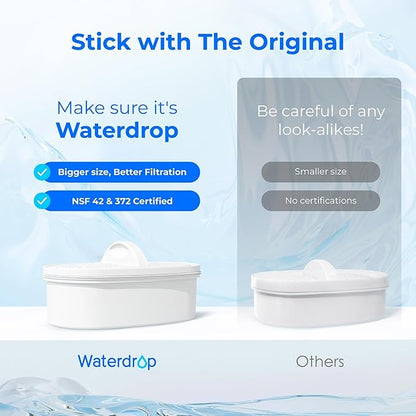 [Original] Waterdrop PF-01A Water Filter Replacement for Waterdrop Pitcher Filtration System, NSF Certified, Reduces Lead, PFAS, PFOA/PFOS, Chlorine, Last Up to 3 Months or 200 Gallons, 1 Pack