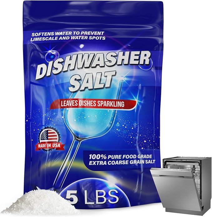 IMPRESA Coarse-Grain Dishwasher Salt - 80 Oz 100% Pure Formula & Softener Salt - Compatible With Miele, Bosch & Whirlpool Models & Dishwasher Water Softener