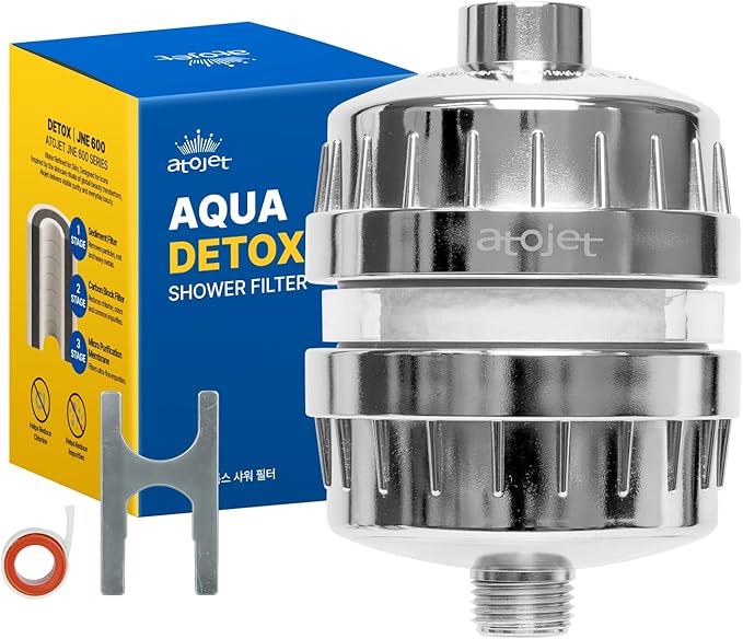 Aqua Detox Shower Filter Influenced by Korea’s Beauty Tradition - Relieves dryness and irritation while improving skin and hair health - CHROME (JNE600C-SNG-DTX)