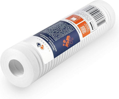 Aquaboon Whole House 1 Micron 10 x 2.5 PP Grooved Sediment Water Filter Cartridge Replacement Compatible with AP110, WHKF-GD05, CFS110, P5, 25-Pack