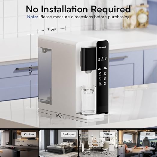 CT2 Reverse Osmosis Water Filter Countertop, 5-Stage RO Water Filtration System, Water Purifier for Home, No Installation, 4: 1 Pure to Drain
