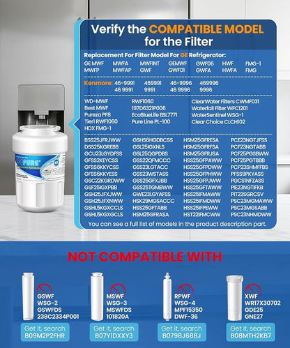ICEPURE RWF0600A Replacement for GE MWF, MWFA, MWFINT, HDX FMG-1, 46-9991, 197D6321P006, WFC1201, GSH25JSDDSS, PSHS6PGZBESS, SGF-G9, RWF1060 Refrigerator Water Filter 2PACK