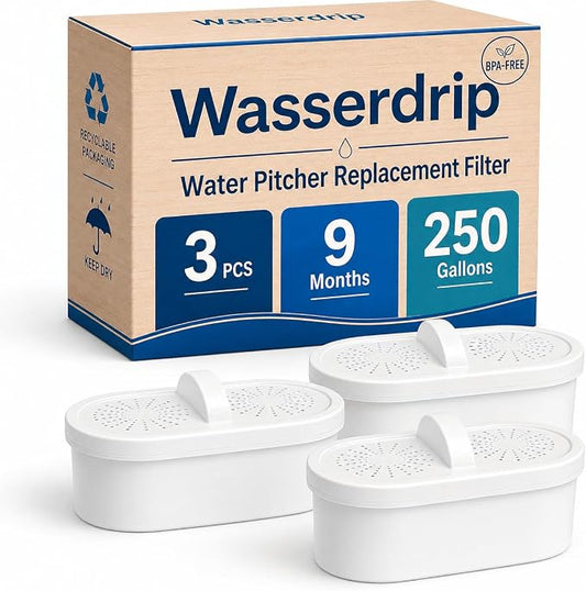 Water Filter Replacement for All Water-drop Pitcher Filtration System, Fit for Water-drop, WD-PF-01A Plus, Reduces PFAS, PFOA/PFOS, Chlorine, 3 Months or 250+ Gallons (Pack of 3)