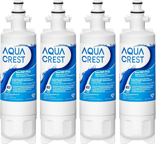 AQUA CREST 469690 ADQ36006101 Refrigerator Water Filter, Replacement for LG® LT700P®, Kenmore® 9690, 46-9690, ADQ36006102, LFXS30766S, HDX FML-3, RFC1200A, PL-500, 4 Pack