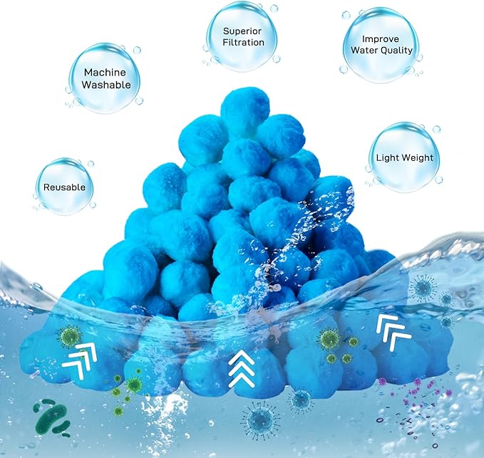 Redcoutt 3.1 Lbs Pool Filter Balls for Sand Filter, Reusable Eco-Friendly Filter Media for Sand Filter Pump, Replaces 100lbs Pool Filter Sand, Long-Lasting for Several Seasons