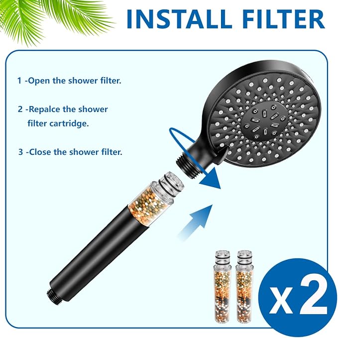 Water Filter Compatible with SR SUN RISE Handheld Shower Head | 2-Pack for Hard Water Remove Chlorine and Harmful Substances by Khotilong.