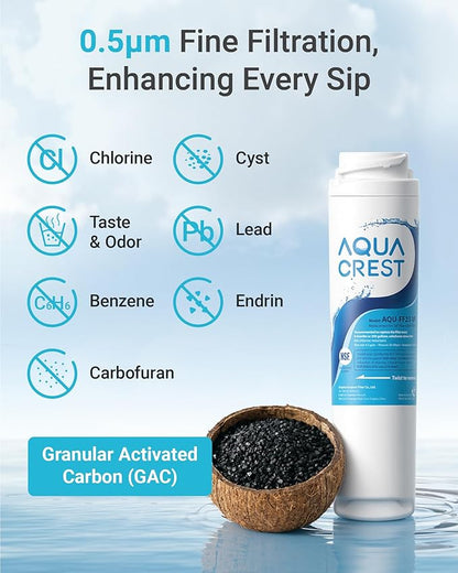 AQUA CREST FQSVF FQSVN Under Sink Water Filter, Replacement for GE FQSVF, FQSVN, FQSLF, NSF 53&42 Certified, Compatible with GE GXSV65R, Reduces Chlorine, Taste&Odor, Model No.AQU-FF23-VF, 2 Pack