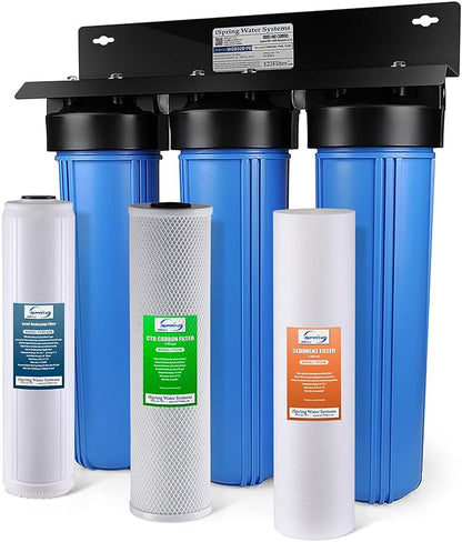 iSpring Whole House Water Filter System & WSP-50 Reusable Whole House Spin Down Sediment Water Filter, 50 Micron Flushable Prefilter Filtration, 1" MNPT + 3/4" FNPT, Lead-Free Brass