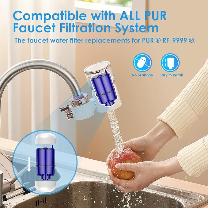 BREAUILL Faucet Water Filter Replacement for All Pur Systems - NSF Certified, Compatible with Pur RF-9999 - 6 Pack