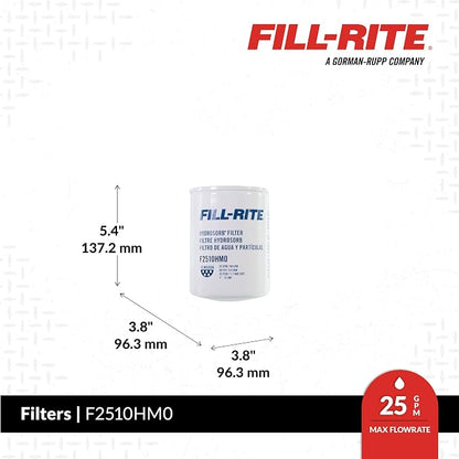 Fill-Rite F2510HM0 10-Micron Water Detecting Fuel Filter – 25 GPM Diesel, Gasoline, B20 Biodiesel & E15 Ethanol Compatible