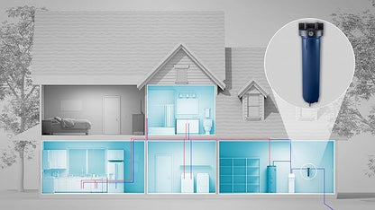 GE Heavy Duty Whole House Water Filtration System & Filter | Reduces Sediment, Rust & More | Install Kit & Accessories Included | GXWH60T, FXWPT