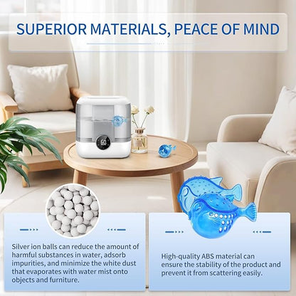 Humidifier Cleaning Fish 12-Pack: Demineralization Cartridge to Purifier Water | Prevent White Dust & Scale | Remove Odor | Universal Water Cleaner for Most Humidifier Tanks