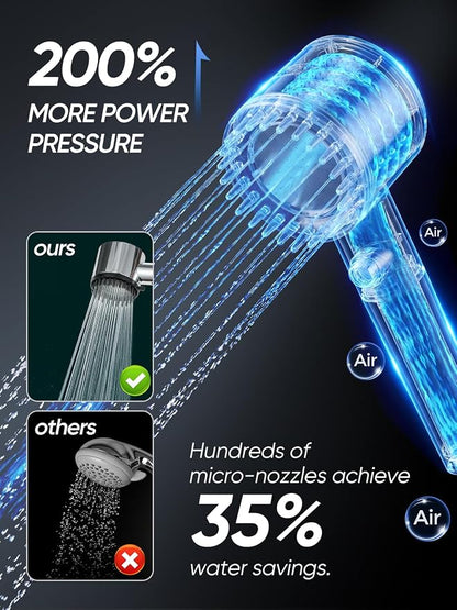 Cobbe Filtered Shower Head with Handheld, High Pressure 5 Spray Mode Showerhead with Filters, Built-in Power Wash for Hard Water, Chrome