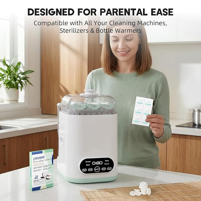 Descaling Tablets for Bottle Washer, 24 Count – Universal Fit Most Bottle Washer Models – Effective for Removing Milk & Limescale, Works with Washer, Warmer, Sterilizer & Formula Maker