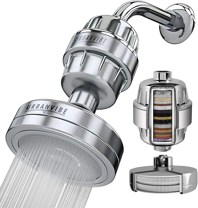 Urbanvibe Luxury Filtered Shower Head Set 20+3 Stage Shower Filter for Hard Water - Removes Chlorine and Harmful Substances - Showerhead Filter High Output