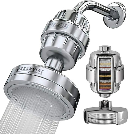 Urbanvibe Luxury Filtered Shower Head Set 20+3 Stage Shower Filter for Hard Water - Removes Chlorine and Harmful Substances - Showerhead Filter High Output