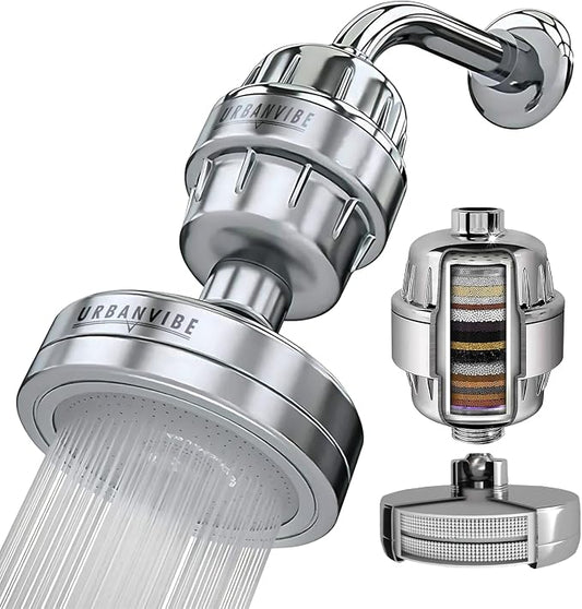 Urbanvibe Luxury Filtered Shower Head Set 20+3 Stage Shower Filter for Hard Water - Removes Chlorine and Harmful Substances - Showerhead Filter High Output