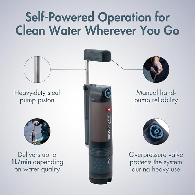 Katadyn Explorer Pro Outdoor Water Purifier 3-Stage Pump Filter | Virus Membrane Ceramic Carbon | Backpacking Expedition Travel Survival | Swiss Made 20K L Capacity