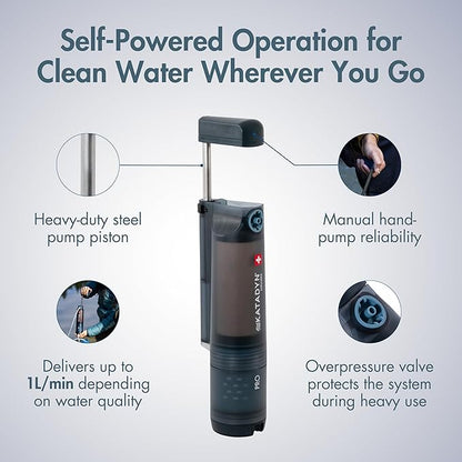 Katadyn Explorer Pro Outdoor Water Purifier 3-Stage Pump Filter | Virus Membrane Ceramic Carbon | Backpacking Expedition Travel Survival | Swiss Made 20K L Capacity