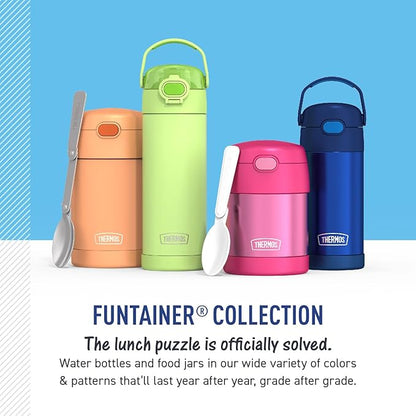 THERMOS FUNTAINER Water Bottle with Straw - 12 Ounce - Kids Stainless Steel Vacuum Insulated Water Bottle with Lid, Stitch