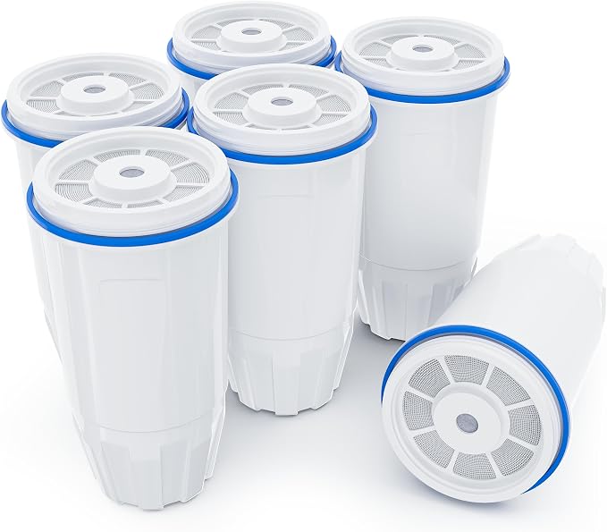 Water Filter Replacement Fit for Zero Pitcher and Dispensers ZR-001 ZR-004 ZR-017 ZS-008, Removes TDS for Pure Taste, 5-Stage Filtration System to Reduce Lead, Chlorine & PFOA/PFOS, 6 Pack, by NUTTUTO