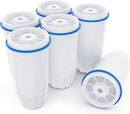 Water Filter Replacement Fit for Zero Pitcher and Dispensers ZR-001 ZR-004 ZR-017 ZS-008, Removes TDS for Pure Taste, 5-Stage Filtration System to Reduce Lead, Chlorine & PFOA/PFOS, 6 Pack, by NUTTUTO