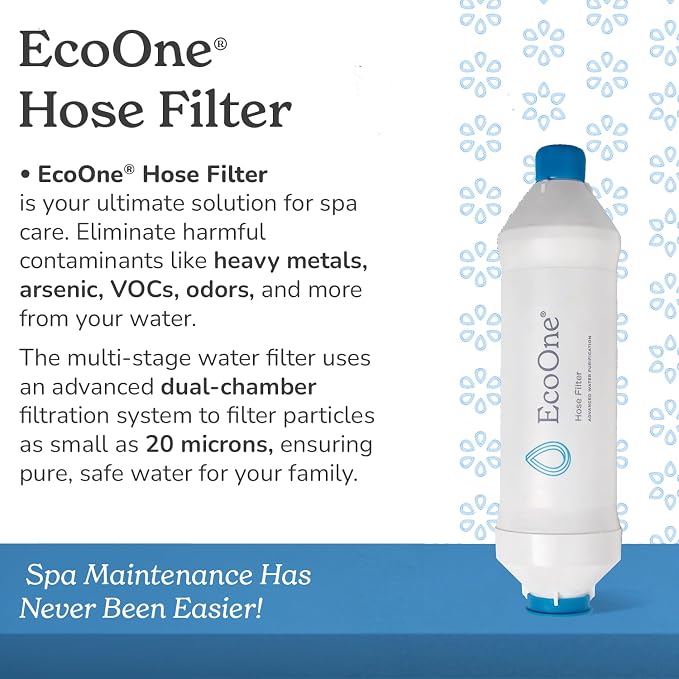 ecoone Hose Filter Advanced Purification Water Filter for Garden Hose Application | Inline Dual Stage Natural Carbon Hose Filter for Filling Hot Tub & Spa | Filters up to 40,000 Gallons