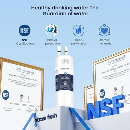 GLACIER FRESH EDR1RXD1 Refrigerator Water Filter Compatible with W10295370A, EDR1RXD1, WHR1RXD1, KAD1RXD1, Filter 1, W10295370, P4RFWB, P8RFWB2L, 46-9930, 46-9081 Refrigerator Water Filter,2 Pack