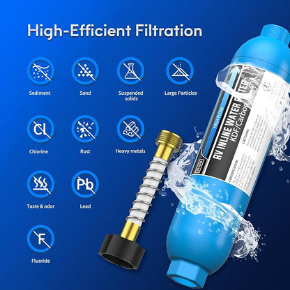 Lifefilter 3 Pack RV/Marine Water Filter with 2 Flexible Hose Protectors | Reduces Chlorine, Bad Taste, Odor in Drinking Water, Dedicated for RVs Campers Marines
