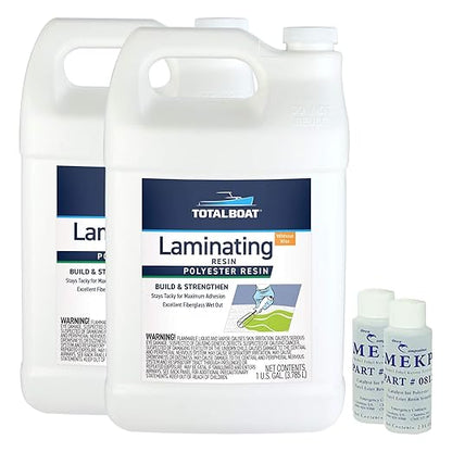 TotalBoat Polyester Laminating Resin - Marine Grade Fiberglass Resin and MEKP Catalyst for Layups and Repairs (2-Gallon)