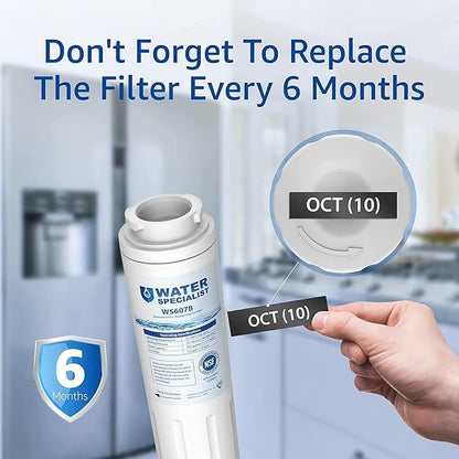 Waterspecialist UKF8001 Water Filter, Replacement for EveryDrop® Filter 4, Whirlpool EDR4RXD1, 4396395, Wrx735sdbm00, Mfi2570fez Msd2651heb, Krfc300ess01, Pack of 2