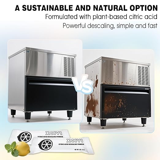 xcivi Ice Maker Descaling Powder Compatible with GE Profile Opal 2.0 Ultra Nugget Ice Maker, Citric Acid Descaling Powder Removes Mineral Deposits and Scale Build-up, Individually Packed (12)