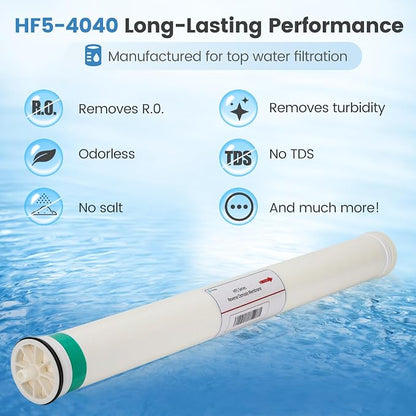 HF5-4040 RO Membrane Replacement for Axeon HF5-4040, HF5 Series Ultra Low Energy Reverse Osmosis Membrane, 2500 GPD RO Membrane, 98.5% Salt Rejection, 1000-2000 PPM