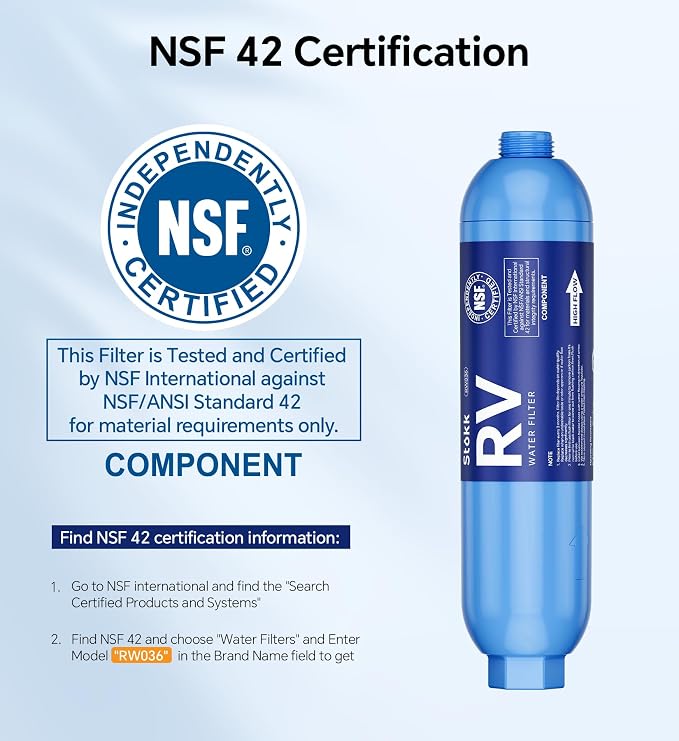 Stokk RV Water Filter with Flexible Hose Protector, NSF Certified, Inline Water Hose Filter for Garden, Camper and Pool, Greatly Reduces Bad Taste, Chlorine, Odor, Rust and Sediment, 2 Pack
