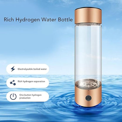 410ml Hydrogen Water Bottle with Nasal Inhalation Hose, 1200?1400PPB Portable Rechargeable Hydrogen Water Ionizer Machine, Hydrogen Rich Water Glass Health Cup for Home Travel