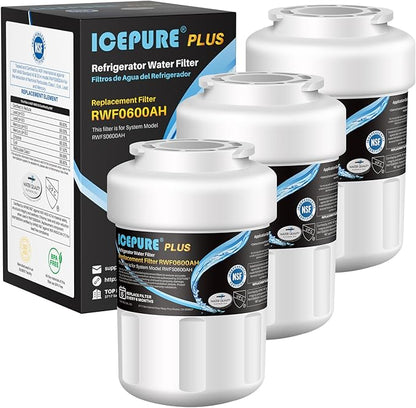 ICEPURE NSF/ANSI 53 Certified Premium RWF0600AH Replacement for MWF, MWFP, 197D6321P006, WFC1201, MWFA, PC75009, HDX FMG-1, GSE25GSHECSS, 46-9996, GSH25JSDDSS GWF Refrigerator Water Filter 3PACK