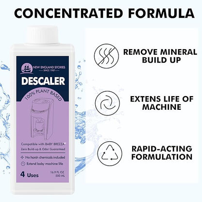 New England Stories Baby Brezza Compatible Descaler 33.8 Fl Oz, Universal Cleaner Solution for Baby appliances, Remove Build-up Extends Machine’s lifespan