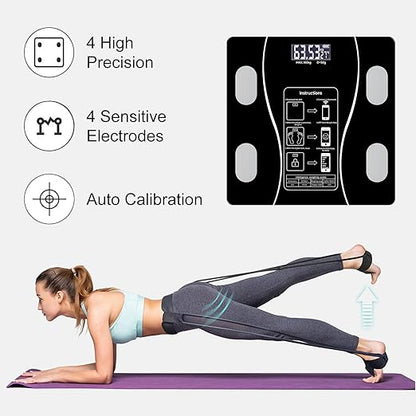 Intelligent Body Fat Scale, a Simple and Practical Digital Scale That can be Connected to a Mobile Digital Bathroom Scale to Display BMI, Body Fat, Muscle Mass, and Durable Weight Scale (Black)