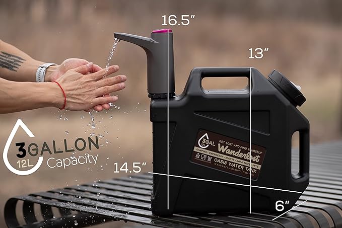 Portable 3 Gallon Water Tank with USB Rechargeable Water Pump Faucet, Food Grade Materials, Great for Camping, Overlanding, Sports, Emergencies, Sports, and More