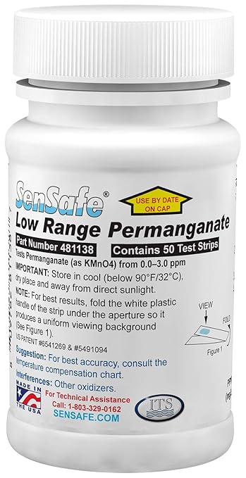 Industrial Test Systems SenSafe 481138 Permanganate Test Strip, 1 Minute Test Time, 0-3 ppm Range (Bottle of 50)