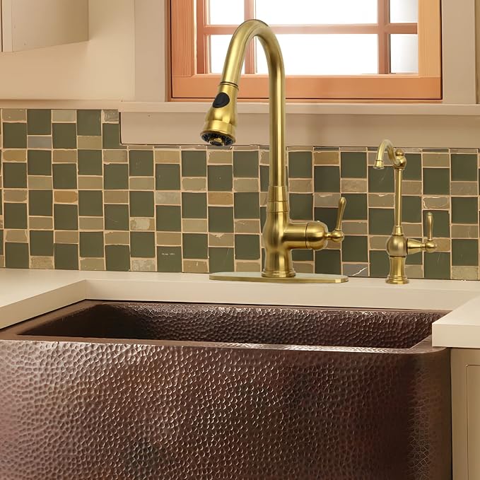 Akicon Brass Body Kitchen Faucet - 100% Drinking Water, Fits Most RO Units or Filtration Systems, Non-Air Gap, Cold Water Only (Brushed Gold)