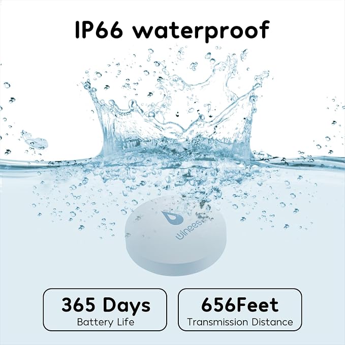 Winees WiFi Water Leak Detector for Home, 3 Pack Water Sensors with 100dB Adjustable Alarm, Leak Alert Email&SMS Notification, 200M Transmission for Basement, Bathroom, Laundry, IFTTT, 2.4G WiFi Only