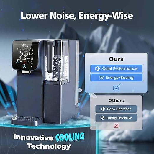 iSpring RCD100UHCG UV Alkaline Hot & Cold Countertop Reverse Osmosis Water Filter Dispenser with Mineral & LED UV Filter, 9 Temp Options (50-210°F), 6 Volumes, TDS & Filter Life Monitor