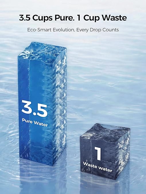 Countertop Reverse Osmosis Water Filtration System, Compact Auto-Fill Dispenser for Home, 4-in-2 RO & Alkaline Water Purifier, 3.5:1 Pure to Drain Ratio, No Plumbing Required,