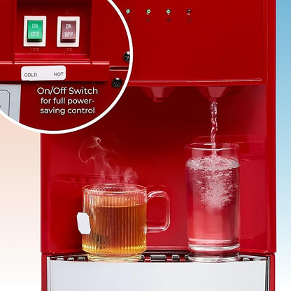 Igloo Retro Bottom Water Dispenser– Water Cooler Dispenser with Hot, Cold & Room Temperature Settings- Electric Water Dispenser Fits 3 & 5 Gallon Jugs with Child Safety Lock for Home & Office Use– Red
